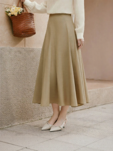 XIANGYING | Elegant Workwear Beige A-Line Skirt