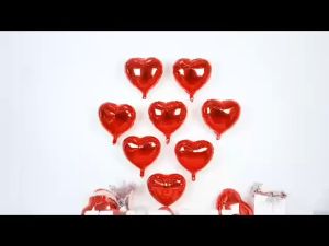Heart Balloons Decoration Set 10pcs 18inch Black Pink Foil Heart Shape Balloons Valentines Day Red Heart-Shaped Balloon For Birthday Mothers Day Valentines Wedding Party Needs Supplies