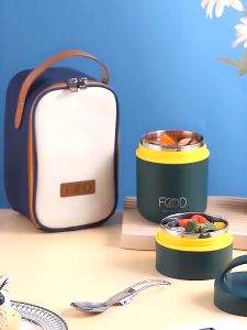 NEW 2 Layers Lunch Box Set Breakfast Cup Office School Portable Lunch Box Food Thermos Containers