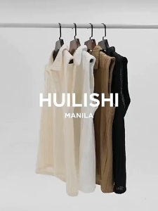 HLS&Huilishi Men Breathable Vertical Stripe Hollow Knit Tank Top Lapel Half Placket Loose Sleeveless Summer Polo Waistcoat