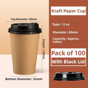PT | Disposable Thickened Paper Coffee Cup with Lid Custom Logo
