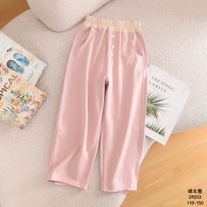 Soft Elastic 95 Cotton Fleece Yarn Straight Leg Pants for Baby Girls Spring Autumn Seasonal Comfortable Breathable Long Trousers