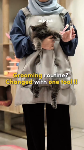 EZPET EZ Pet Grooming Apron Cat Grooming Wrap Bag Hanging Apron Non Stick Anti Scratch for Holding Pets Kucing 宠物撸猫围裙
