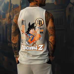 Dragon Ball Men Vest Tank Top Son Goku Summer Anime Spring And Autumn Sports Fitness Running Retro Sleeveless Top GYM