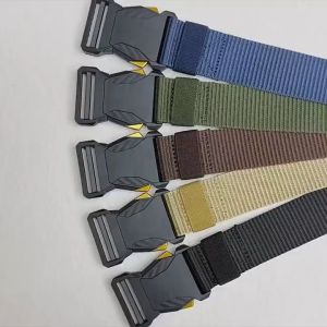 Ikat Pinggang Pria Canvas Nylon Tactical Anti Metal Detector Sabuk Militer Tahan Lama Gesper Outdoor