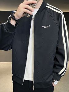 ROMON | Romon Mens Short Flight Jacket Baseball Collar Outdoor Windproof Fashion Urban Style Polyester Fiber Zipper Decorated Outerwear