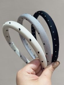 Spring Summer New Style 2025 Fine Polka Dot Sponge Hairband Korean Fashion Girls Black White Grey Headband Hair Accessories