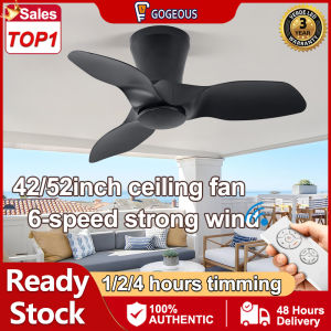 GOGEOUS 42/52inch Nordic Modern ceilings fan with remote industrial ceiling fan strong wind 6 Speeds ceiling fan heavy duty DC Motor Silent Copper Motor ceiling fan 5 blades big ceiling fan with light for living room Kitchen Dining Bedroom