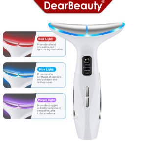 3 Colors LED Neck Beauty Device EMS Facial Lifting Massager Double Chin Remover Heat Therapy Face Skin Rejuvenation Instrument