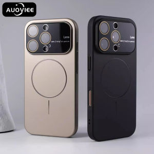 AUOVIEE เคสแบบบางเนื้อด้าน Magsafe หน้าต่างขนาดใหญ่หรูหราสำหรับ iPhone 16 Pro Max 16 Plus 11 12 13 14 15 ProMax ฝาครอบแม่เหล็กของแท้