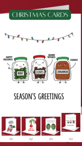 Christmas Card - Seasons Greetings | Spice Jars Mint Cloves Cinnamon | A6