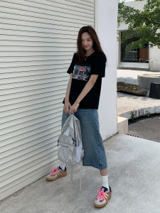 Áo Thun Nữ Tay Ngắn Cổ Tròn in Họa Tiết Cổ Điển Sixi Austin Holiday Dáng Ôm Vừa Vặn Mùa Hè Cotton 100% Thoáng Khí