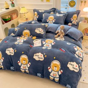 Thickened Fluffy Milk Velvet Bedding Set 200g Filling Three-Piece Student Dormitory Style Warmth Guaranteed Bedding Set