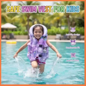 Labanie 10+ Designs Children’s Inflatable Swimming Vest Cartoon Kuromi Melody Life Jacket Pool Beach Float Swim Safety Vest for Toddlers Kids Boys Girls Soft Comfortable PVC Inflatable Swimwear for Swimming Lessons Water Activities Vacation Summer Use