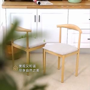 LALA Imitation Wood Chair Dining Chair Stool Nordic Chair Horn Chair Home Lounge Minimalist Chair Steel Wooden Texture Chair With PU Leather 仿实木铁艺牛角椅