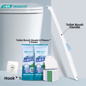 seazons | Flushable Replaceable Head Toilet Brush for Home Bathrooms