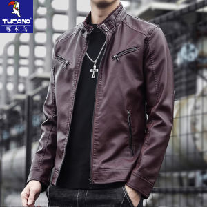 เสื้อแจ็คเก็ตหนังแท้สำหรับผู้ชาย TUCANO ฤดูใบไม้ผลิและฤดูใบไม้ร่วง ทรงหลวม ปกขนสัตว์ ซิป ปกขนสัตว์ แฟชั่น
