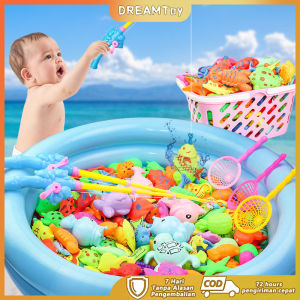 DREAMToy Mainan Pancing Ikan 40/50PCS + Kolam Pancingan Magnet Anak