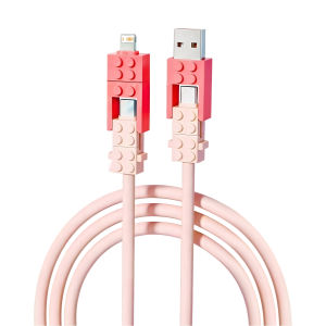 Cute 4-IN-1 USB Cable USB-C USB-L Mobile Phone Fast Charging Data Cord for iPhone Xiaomi HUAWEI Samsung C-C C-L Charger Line