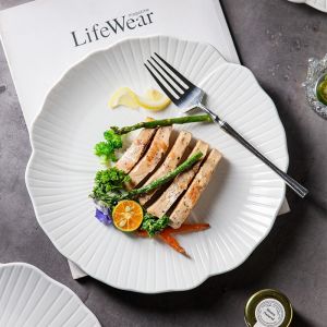 Nordic Style Ceramic Tableware Set Dinner Plate Deep Dish Oval Fish Plate Salad Bowl Flower-shaped Plate