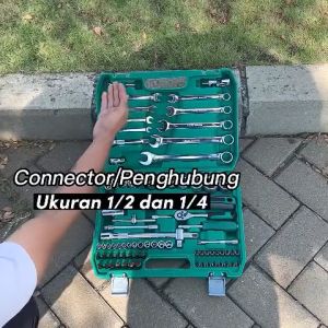 ISKU Kunci 1Set Lengkap 82pcs Kunci Sok Set Lengkap 1/2 1/4 Kunci Bengkel Motor Komplit Perkakas