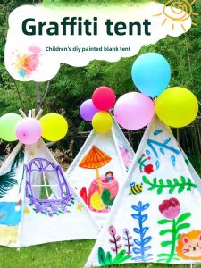 DISCO BEAR | DIY Painting and Drawing Tent Kit for Children Outdoor Triangular Playhouse