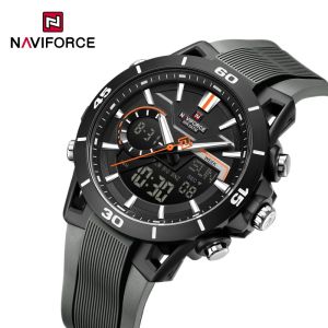 NAVIFORCE Mens Dual Display Sports Watch Analog-Digital Chronograph Alarm Stopwatch Dual Time Zone LED Luminous Waterproof