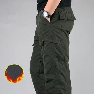 Mens Fleece Cargo Pants Winter Plush Tactical Pants Casual Joggers 3XL Korean Loose Hiking Running Warm Thermal Trousers