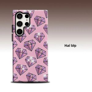 Ốp Lưng Sang Trọng Hai Lớp Kim Cương Hologram Hồng Dành Cho Samsung Galaxy S26 S25 S24 A56 A36 Chống Xước Bảo Vệ Toàn Diện Ống Kính Tích Hợp Nam Châm