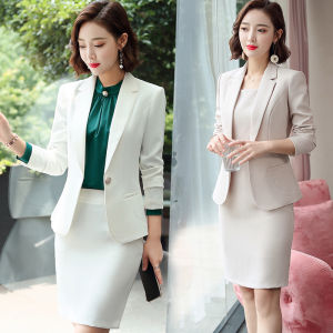 Áo Khoác Vest Nữ Dáng Ôm Màu Trắng Thường Ngày Mùa Xuân Thu Phong Cách Công Sở Cổ Tròn Tay Dài Chất Liệu Polyester