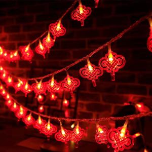 3 m 20 Lights Red Lantern Chinese Knot LED String Lights Christmas Wedding Decorations Chinese New Year Decor Battery Operated