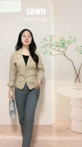 baju atasan wanita terbaru cardigan beige oversize wanita korean style 2025 import