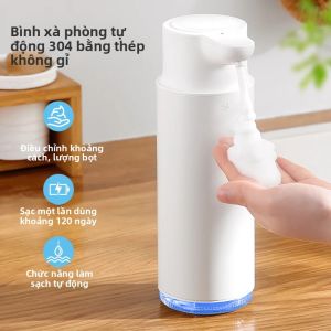 Máy Phân Phối Xà Phòng Tự Động Bằng Thép Không Gỉ 320ml Nước Rửa Tay Dạng Bọt Có Thể Sạc Lại Không Cần Chạm Với Khả Năng Chống Nước IPX5 Cho Phòng Tắm Nhà Bếp