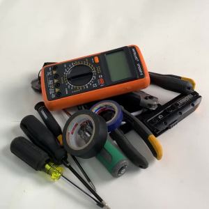 1pc TOUGHBUILT Mini Electrician Pouch: Durable Black Tool Organizer with Compartments