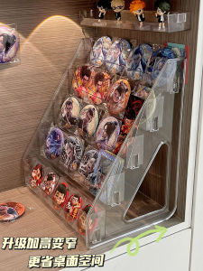 Translucent Display Stand Step Desktop Organizer Box Zheta Grain Badge Organizer Flow Linen Color Paper Arrangement Rack