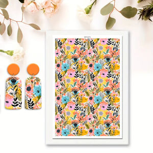 1 Sheets Watercolor Floral Clay Transfer Paper Artistic Designs Decals for Polymer Clay Earrings DIY Jewelry Making Supplies