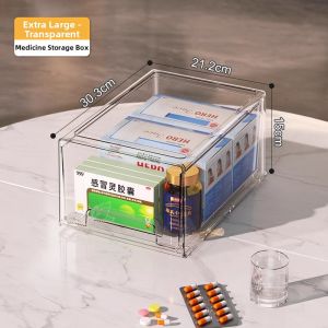 Transparent Drawer-type Medicine Organizer Multiple Compartments
