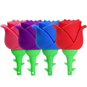 Jaster | Cartoon Rose Pen Drive 64GB Free Key Chain Memory Stick 32GB Creative Gift USB Flash Drive 16GB Silicone Pendrive 8GB U Disk 4GB