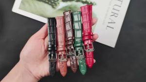 8mm 10mm 12mm 14mm 16mm Ultra-thin Bamboo Pattern Leather Watch Band Bracelet Universal Women Men Replacement Cowhide Watchstrap