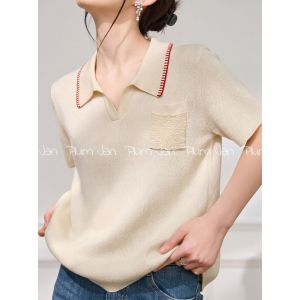 PlumJan | Áo Thun Túi Đa Cổ Tay Ngắn Màu Khối