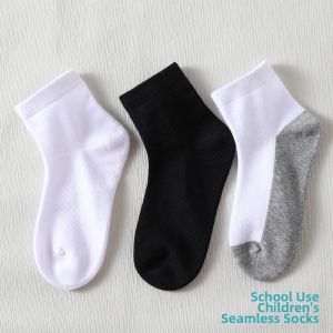 Kids White Cotton Socks for Boys Girls Short Medium Sport Tube Seamfree