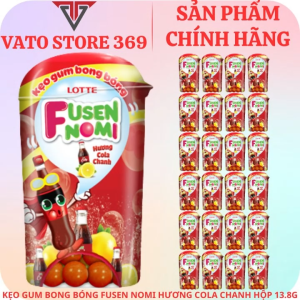 Kẹo gum bong bóng LOTTE FUSEN NOMI hương cola chanh hũ 13.8g