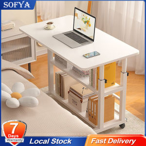 Movable Bed Desk Height Adjustable Bedside Portable Lifting Laptop Table with Wheel Home Computer Desk Bedroom Meja Belajar Meja Komputer 床边书桌