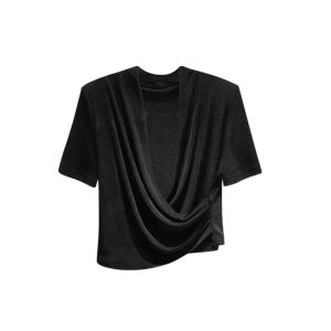 YUEZHONGWEI | French Cross Short Sleeve V-neck T-shirt Women Summer Unique Beautiful Waist-cinching Slimming Short Style Commute Fashion