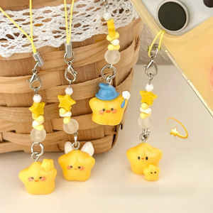 1/4 Pcs Cute 3D Little Star Phone Chain Pendant Angel Pentagram Bead Pendant Bag Decoration Small Pendant