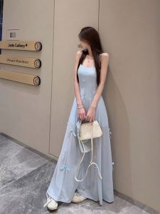 Unique Elegant Bow-Design Strap Summer Dress