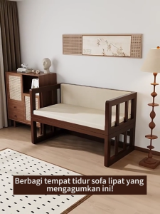 Kayu Sofa Kuat Lipat Sofa Tempat Tidur Bambu Dipan Cantik Kursi Malas Tempat Tidur [Garansi lima tahun]