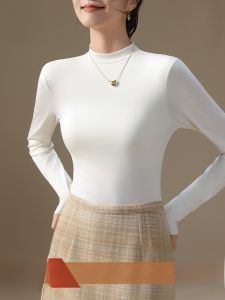 MiiOW | Womens Base Layer Shirt Fleece Brushed Half High Collar Inner Wear Wool T-Shirt Top Warm Autumn Winter MiiOW Cat Person