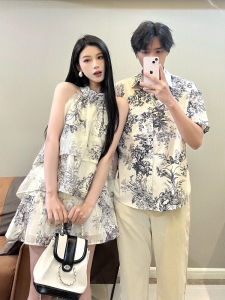 XILANDUO | Couple Outfits Summer New Design Womens Sleeveless Cheongsam-style Short Top Halter Versatile Mens Shirt