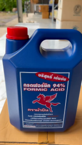 กรดฟอร์มิค 94% (ม้าบิน) น้ำกรดฟอร์มิก หยอดยาง ขนาดบรรจุ 5 กิโลกรัม